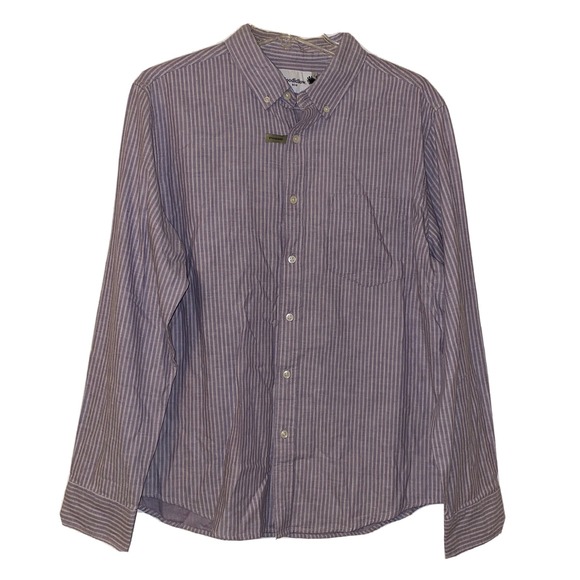 GOODFELLOW Men's Calm Violet Standard Fit Stretch Striped Shirt NEW Size LARGE L - Picture 1 of 9